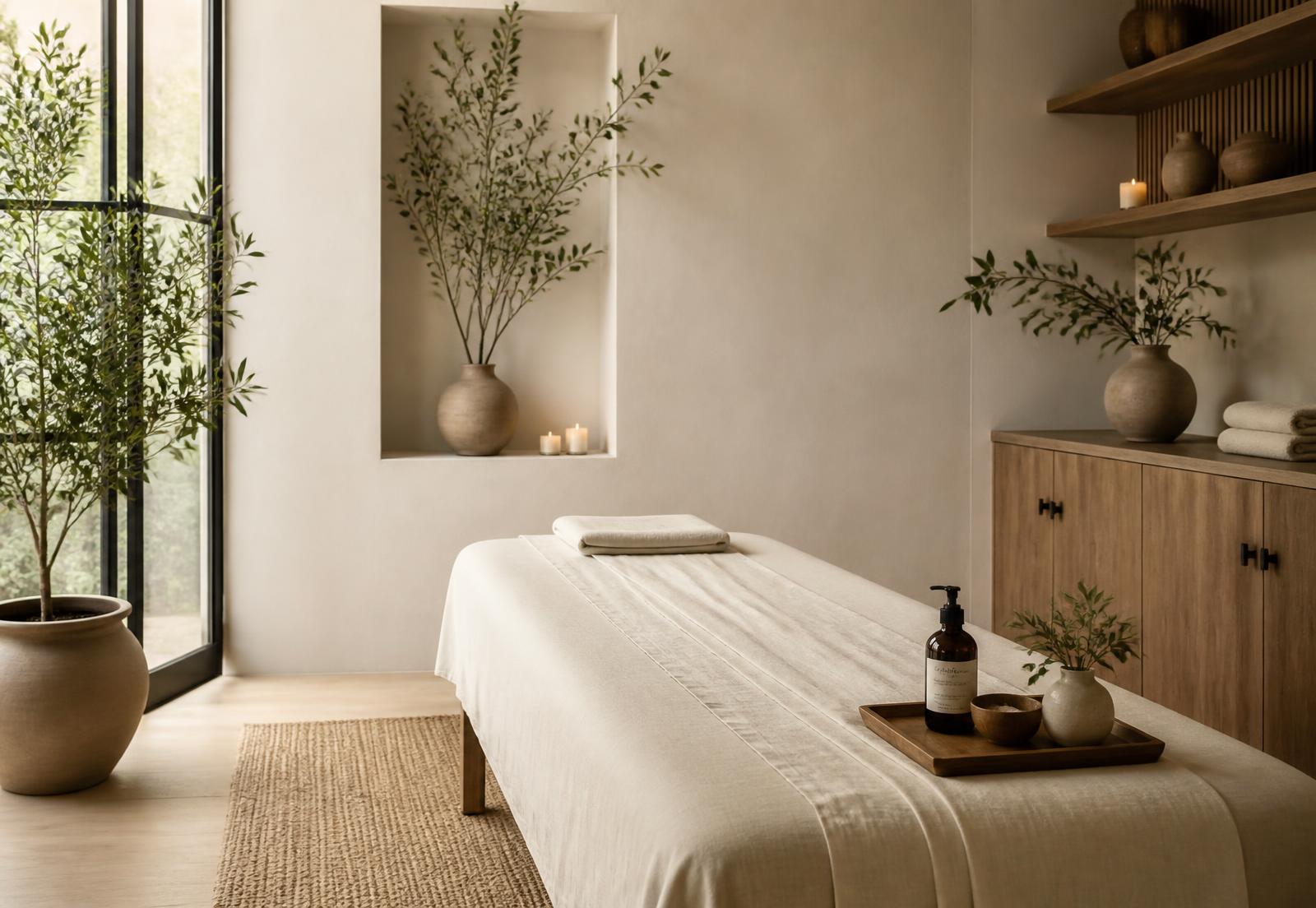 Sala de terapias da Clínica Sattva com luz natural e plantas